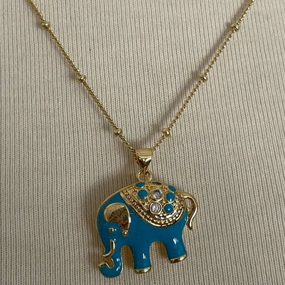Teal Elephant Necklace - Picture 2 of 5